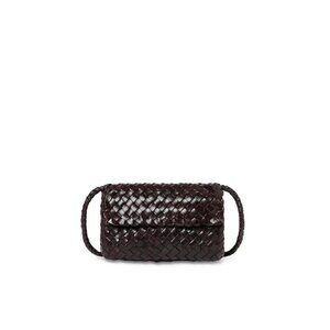 LOEFFLER RANDALL Vinnie woven leather women's mini crossbody bag Chocolate Brown